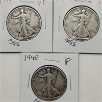 1944, 1944 S & 1940 WALKING LIBERTY HALF DOLLARS