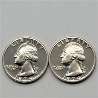 2- 1974 PROOF DCAM WASHINGTON QUARTERS