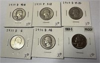 6 Silver Quarters