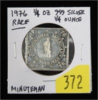 1976 Minuteman 1/4 oz. .999 silver square, rare