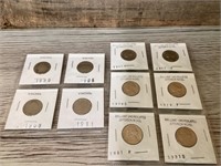 V- nickel and uncirculated Jefferson nickels