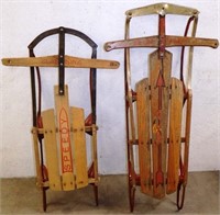 (2) Vintage Wooden Runner Snow Sleds