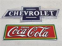 Coca-Cola and Chevrolet Repro Signs
