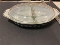 Vintage divided Pyrex dish with lid