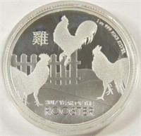 2017 NEW ZEALAND $2 YEAR OF ROOSTER 1 OZ SILVER
