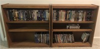 Pair of Bookshelves with DVDs and VHS Tapes