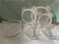 Set of Round Glass Tupperware w/ Lids