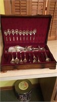 Silver plated flatware set in box