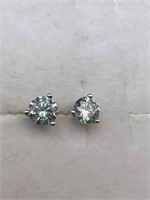 10K Gold Blue Diamond Earrings 1/2 Carat Each