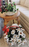 2 Christmas Theme Faux Floral Baskets