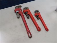 (3) Nice Pipe Wrenches 18"/14"/10" Ridgid etc