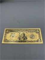 $5 Indian Note 24K Gold Foil