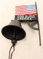 Cast iron American flag bell