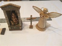 Angels, praying hands, candle, crosses,
