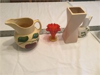 Watt ware pitcher & vases,