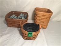 3 Longaberger Baskets (5" to 7"W)
