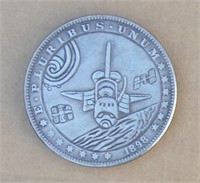 Hobo Style Art Coin 1 1/2"  Space Shuttle