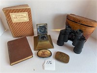 Vintage Books, Binoculars, Brass/Glass  Ink Well