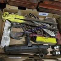 Asst tools--hammer, vice grips, oil wrench, etc