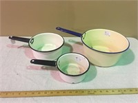 LOT OF 3 ENAMEL PANS