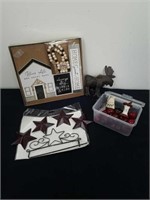 miniature wooden apples, moose, stars, and bless