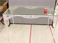 Hollywood Regency Wrought Iron Table w/ Glass Top