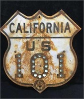 California US 101 Road Sign with Reflectors,