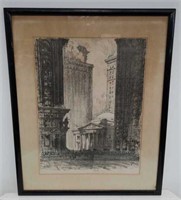 Vintage framed monument lithograph
