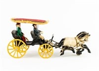 Vintage Cast Iron Horse Drawn Carriage Toy