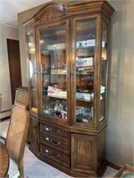 China Cabinet w Light, Wood Vintage