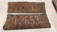Pair of 1927 Nebraska license plates