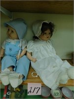 Pair Of 25" Composition Dolls