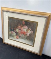 Framed signed floral picture 26 X30 inches