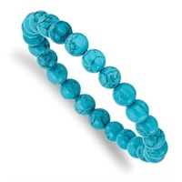 8mm Blue Turquoise Agate Beaded Stretch Bracelet