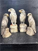 4 PC SET OF MARBLE EAGLES