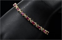 14K GOLD RUBY & DIAMOND BRACELET