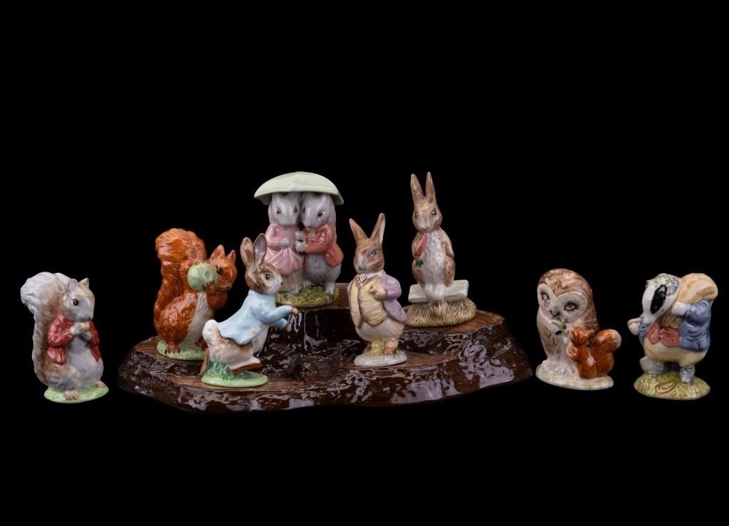 Peter Rabbit Beswick Figures + Stand (9 Pc.)