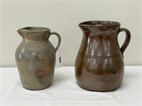 2 Stoneware Pitchers - 1 gallon and 2 gallon