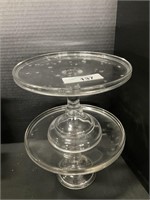 Pair Of Glass Cake Stands.