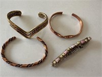 LOT OF 4 BRACELETS / COPPER MORE SERGIO LUB