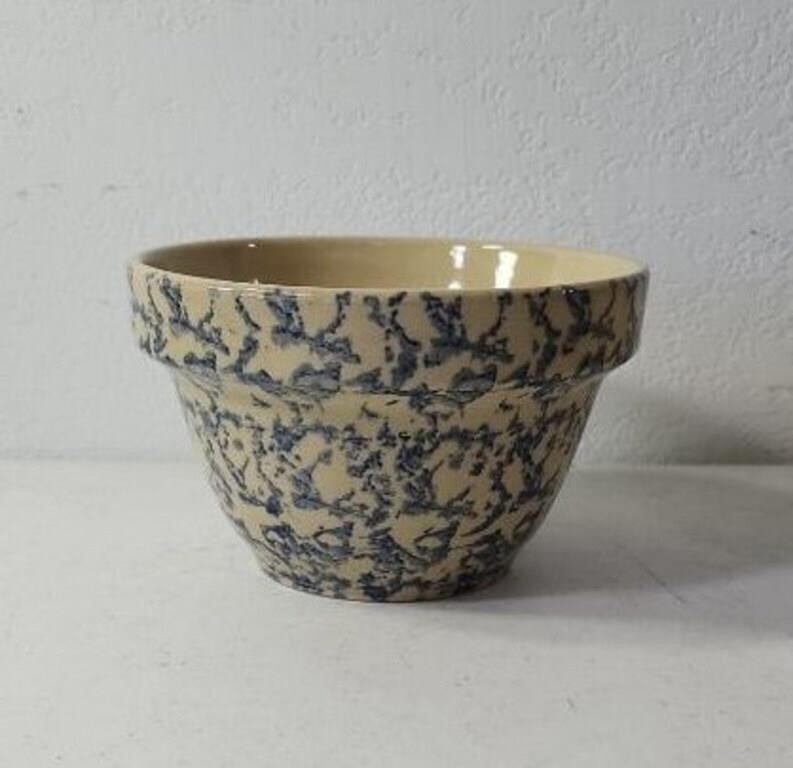 Roseville Blue Spongeware pottery bowl