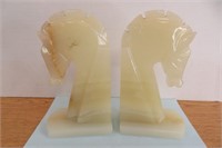 Marble Horse Bookends 7.5"H