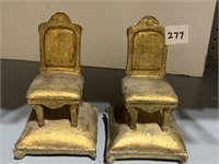 DECORATIVE CHAIRS PAINTED GOLD, RESIN & WEIGHTED