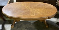 (M) Vintage Oak Clawed Feet Coffee Table 50” x