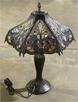 (M) Stained Glass Table Lamp with Metal Base 24”