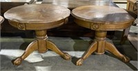(M) 2 Vintage Oak Clawed Feet End Tables Diameter