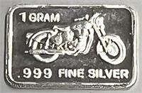 One Gram .999 Silver w/Motorcycle On It