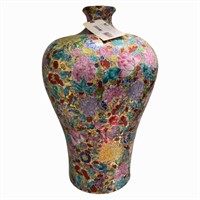 Large Multi-Colored Vase with Small Opening