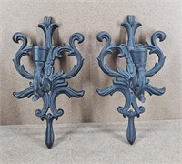 2pc Cast Iron Scroll Candlestick Holders