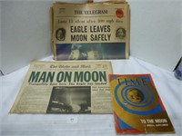 1969 Newspapers "Man on Moon"